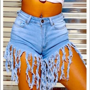 Fringed Jeans shorts
